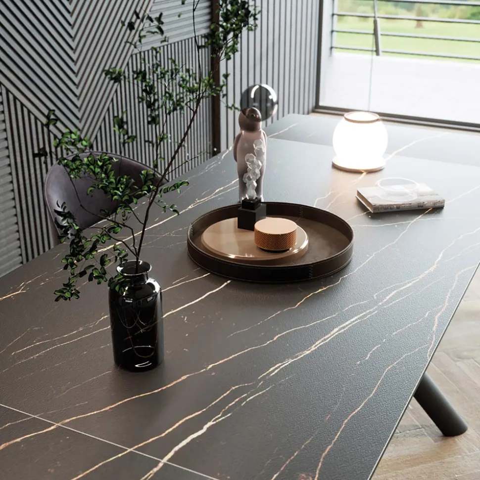 Tavolo Allungabile Fino 200 cm Base in Metallo e Piano in Gres - Norris