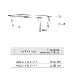 Tavolo Allungabile Fino 238 cm con Piano in Laminam Made in Italy - Pablito