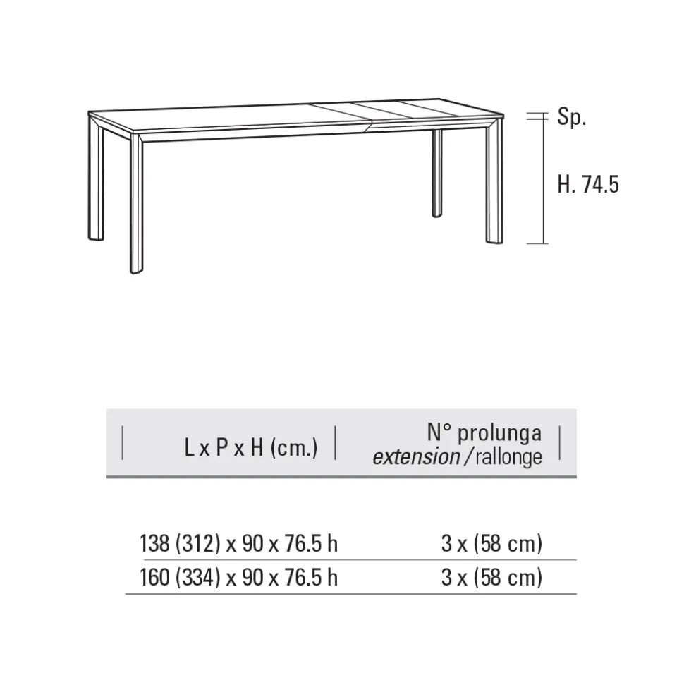 Tavolo Allungabile Fino 334 cm in Alluminio e Hpl Made in Italy - Filiberto