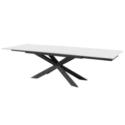 Tavolo Allungabile fino 278 cm in Vetro e Acciaio Nero Made in Italy – Grotta