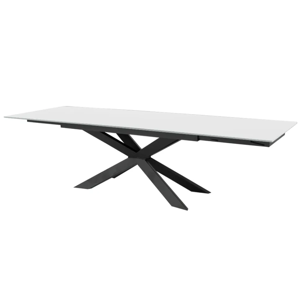 Tavolo Allungabile fino 278 cm in Vetro e Acciaio Nero Made in Italy – Grotta