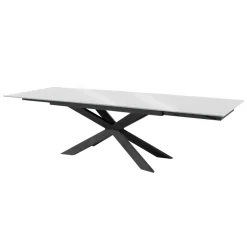 Tavolo Allungabile fino 278 cm in Vetro e Acciaio Nero Made in Italy – Grotta
