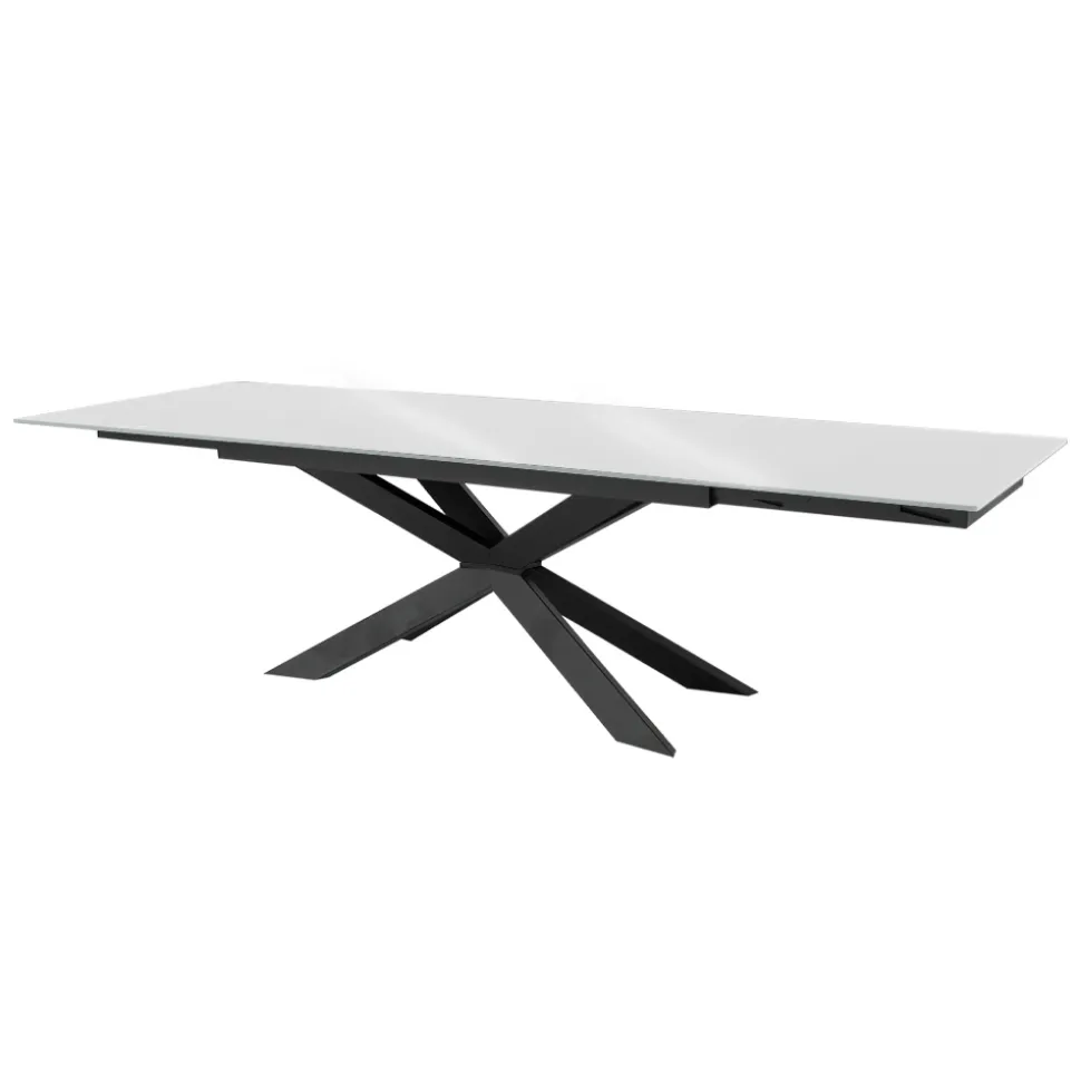 Tavolo Allungabile fino 278 cm in Vetro e Acciaio Nero Made in Italy – Grotta