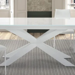 Tavolo Allungabile fino 278 cm in Vetro e Acciaio Bianco Made in Italy – Grotta