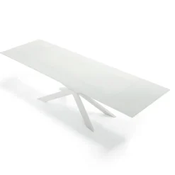 Tavolo Allungabile fino 278 cm in Vetro e Acciaio Bianco Made in Italy – Grotta