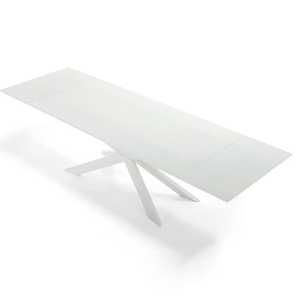 Tavolo Allungabile fino 278 cm in Vetro e Acciaio Bianco Made in Italy – Grotta