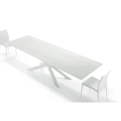Tavolo Allungabile fino 278 cm in Vetro e Acciaio Bianco Made in Italy – Grotta