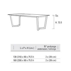 Tavolo Allungabile Fino 238 cm Metallo e Hpl Colorato Made in Italy - Pablito