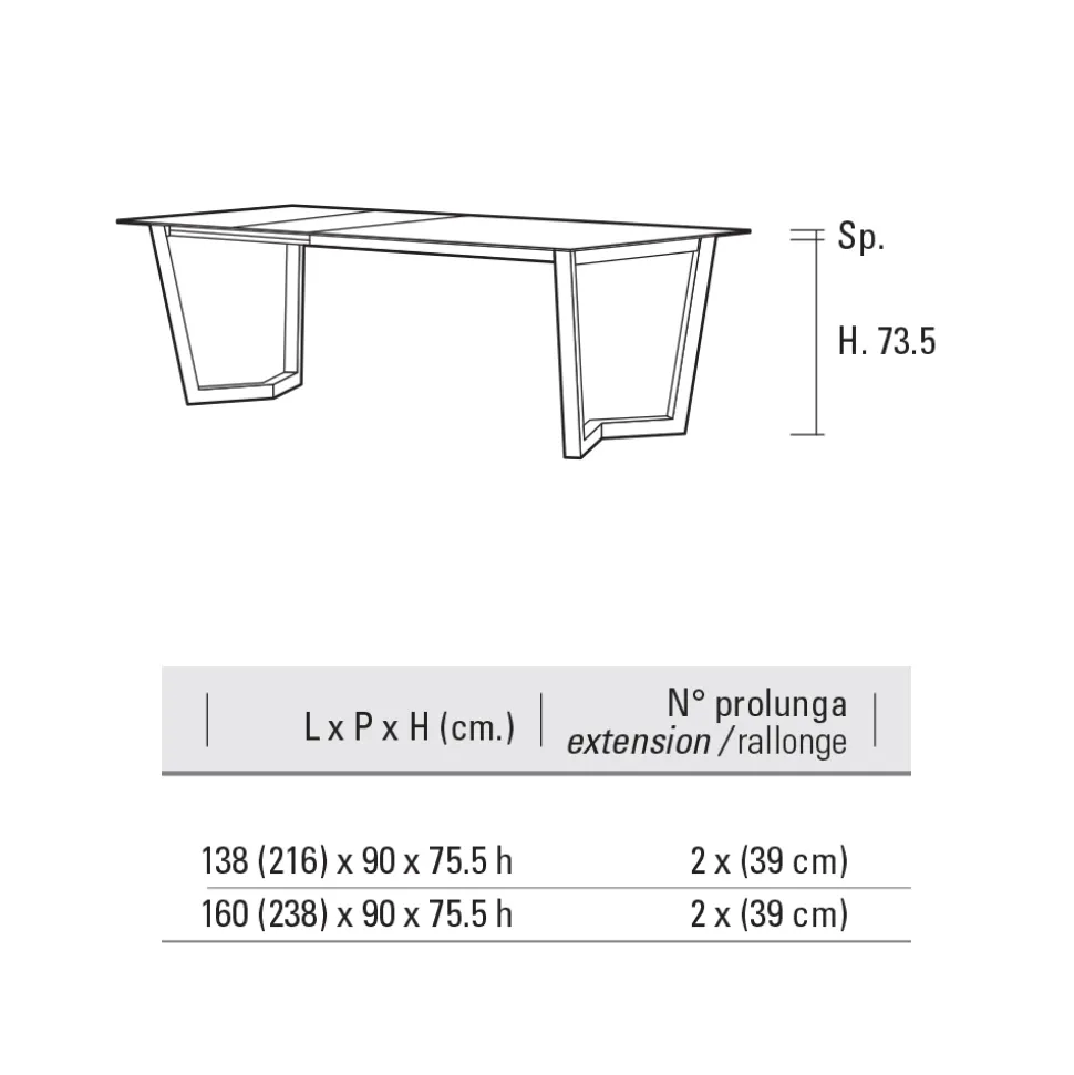 Tavolo Allungabile Fino 238 cm Metallo e Hpl Colorato Made in Italy - Pablito