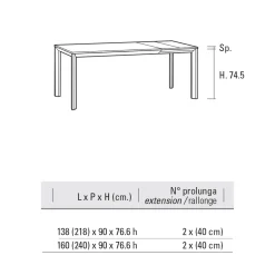 Tavolo Allungabile Fino 240 cm Piano in Laminam Made in Italy - Filiberto