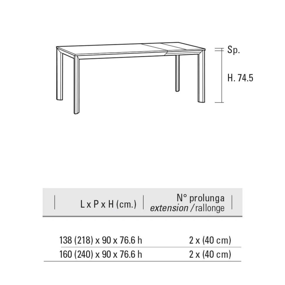 Tavolo Allungabile Fino 240 cm Piano in Laminam Made in Italy - Filiberto
