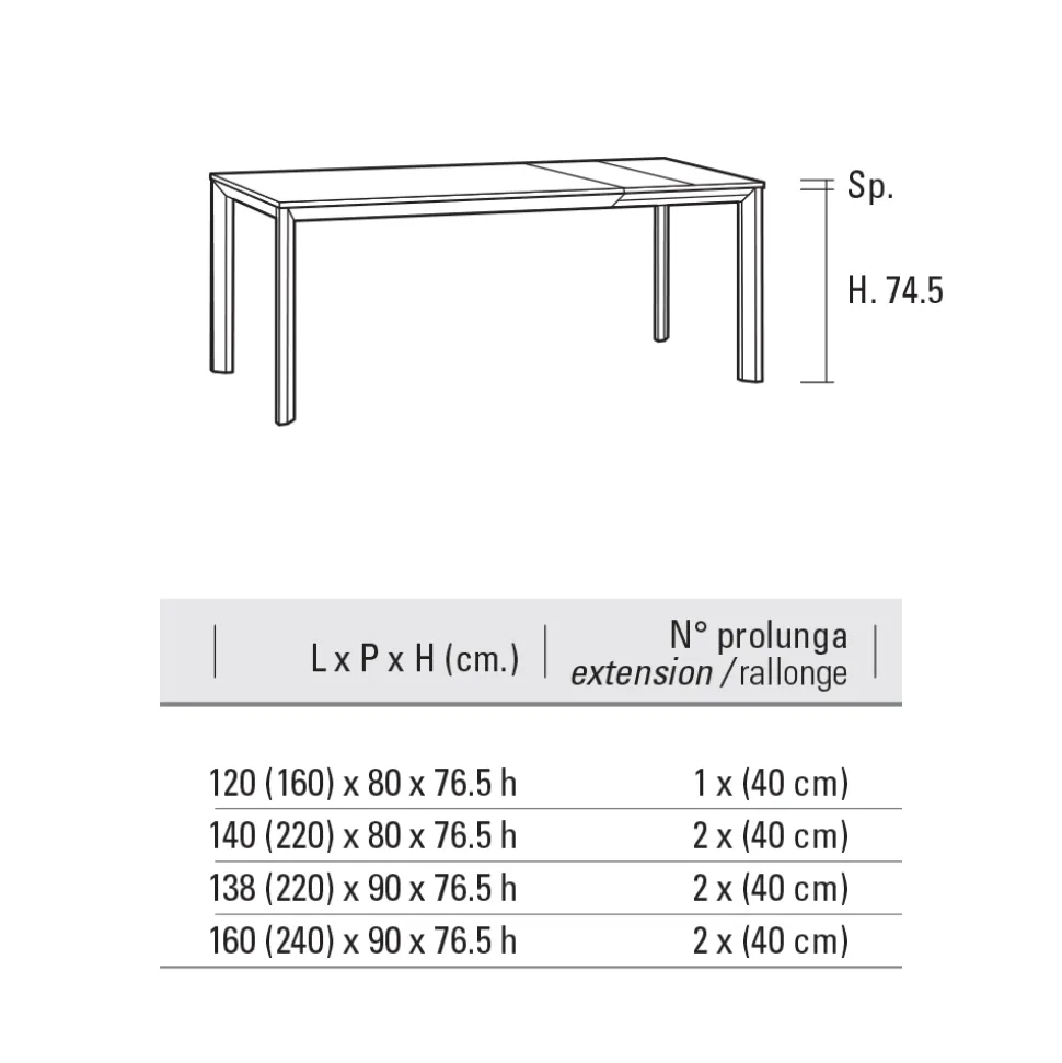 Tavolo Allungabile Fino 240 cm Piano Hpl Colorato Made in Italy - Filiberto