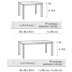Tavolo Allungabile Fino 232 cm Quadrato in Hpl Made in Italy - Filiberto