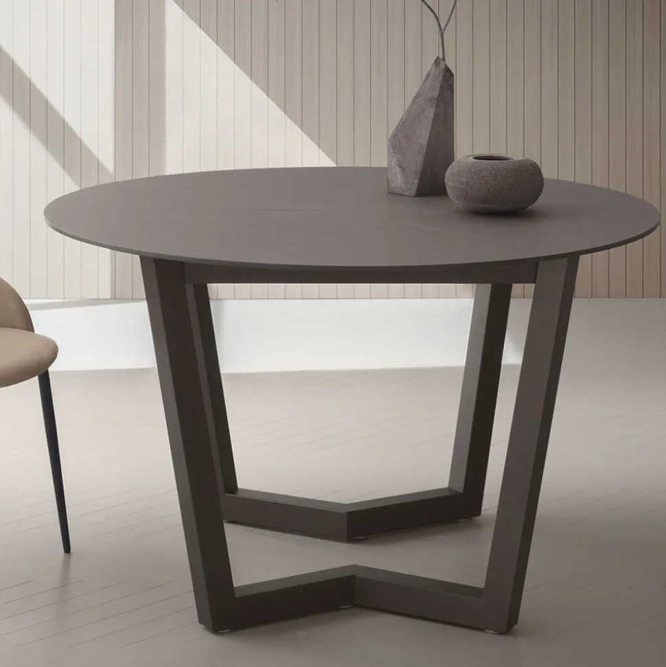 Tavolo Allungabile Fino 180 cm Tondo Hpl Stratificato Made in Italy - Bastiano