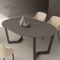 Tavolo Allungabile Fino 180 cm Tondo Hpl Stratificato Made in Italy - Bastiano