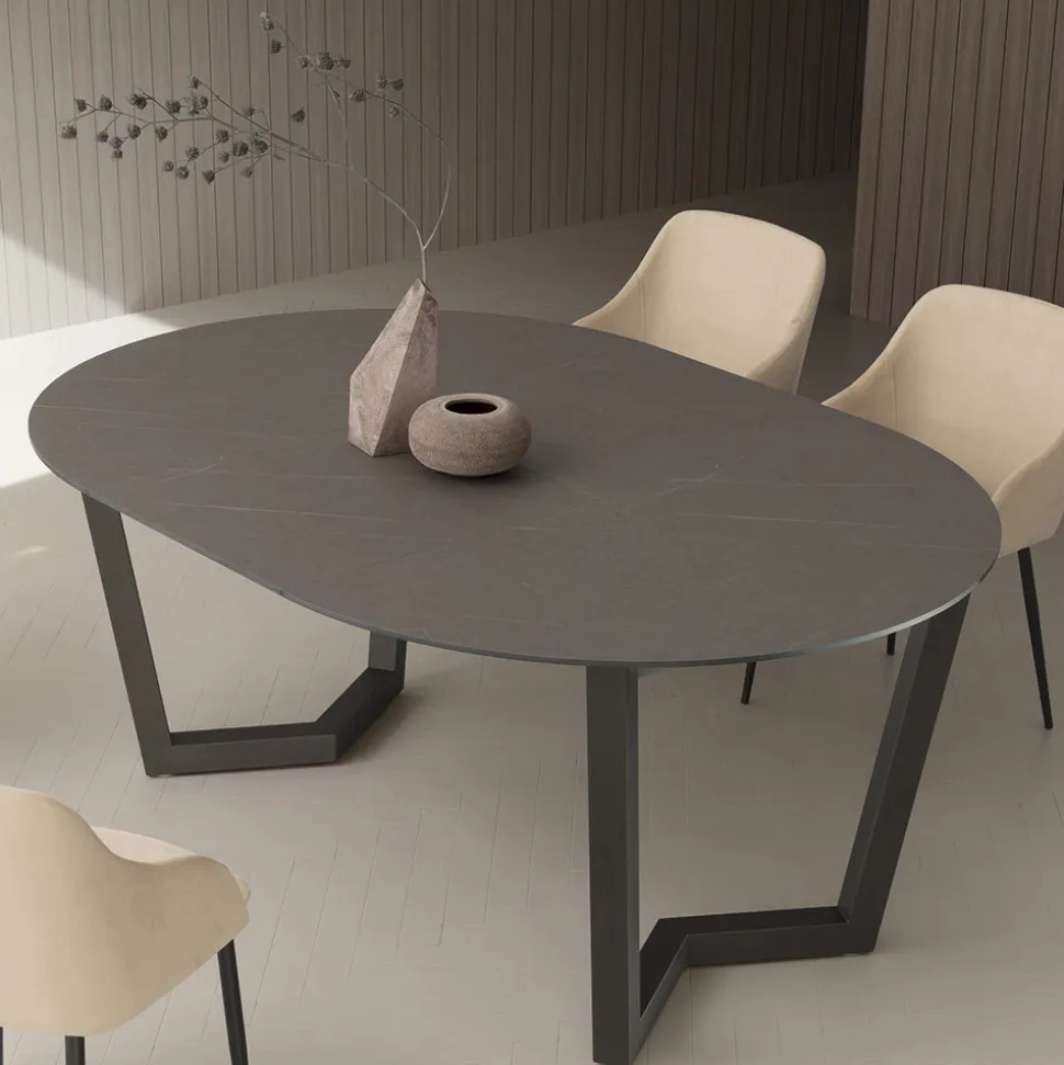 Tavolo Allungabile Fino 180 cm Tondo Hpl Stratificato Made in Italy - Bastiano