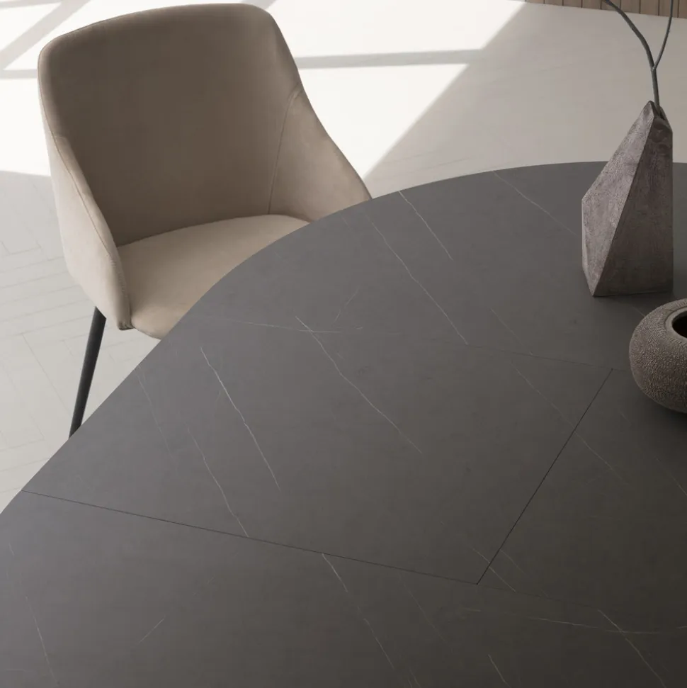 Tavolo Allungabile Fino 180 cm Tondo Hpl Stratificato Made in Italy - Bastiano