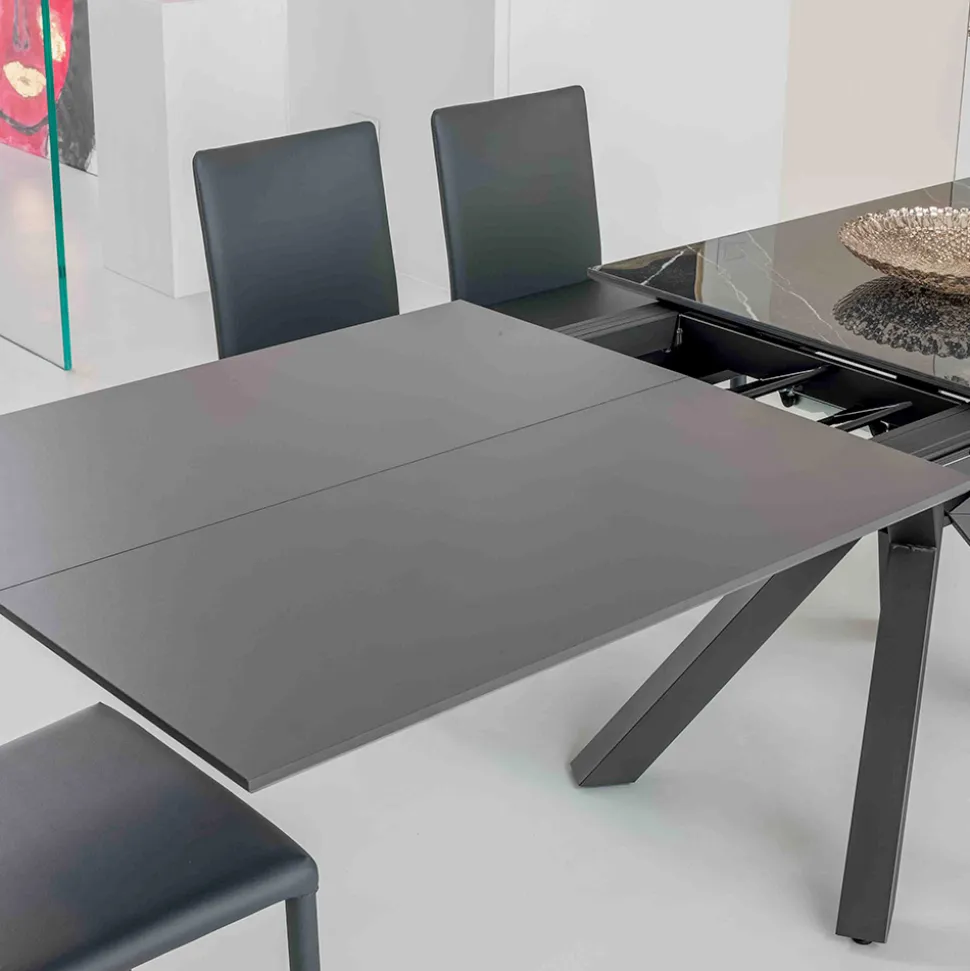 Tavolo Allungabile in Ceramica Calacatta Black Lucidato Starlit - Balia