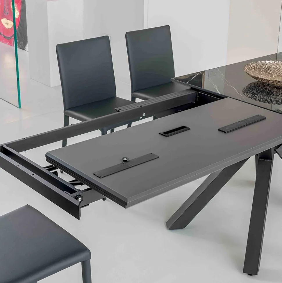 Tavolo Allungabile in Ceramica Calacatta Black Lucidato Starlit - Balia