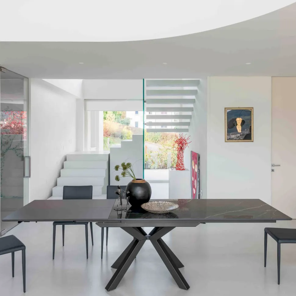 Tavolo Allungabile in Ceramica Calacatta Black Lucidato Starlit - Balia