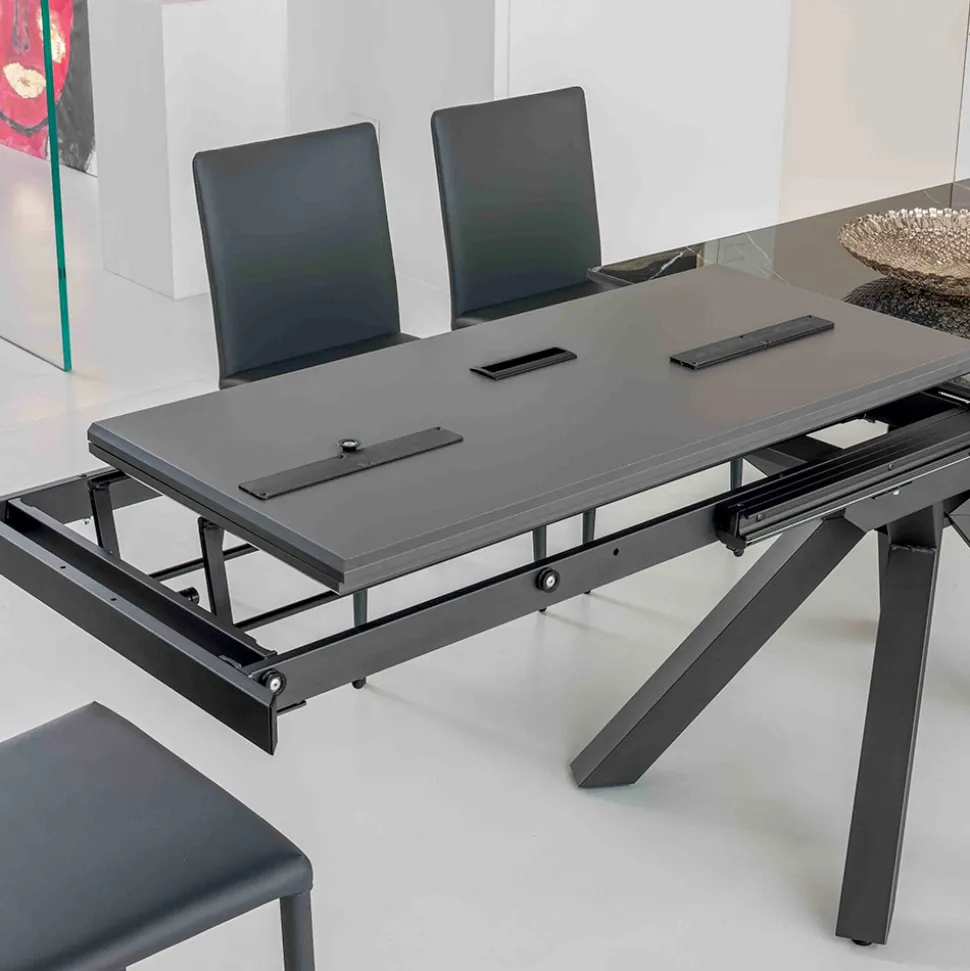 Tavolo Allungabile in Ceramica Calacatta Black Lucidato Starlit - Balia