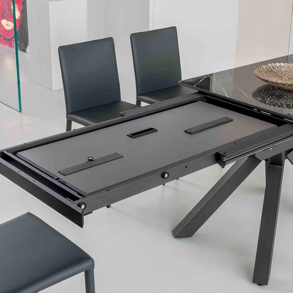 Tavolo Allungabile in Ceramica Calacatta Black Lucidato Starlit - Balia