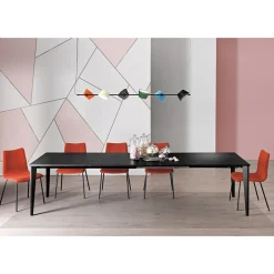 Tavolo Allungabile in Melaminico Finitura Marmo Nero Made in Italy - Ariel