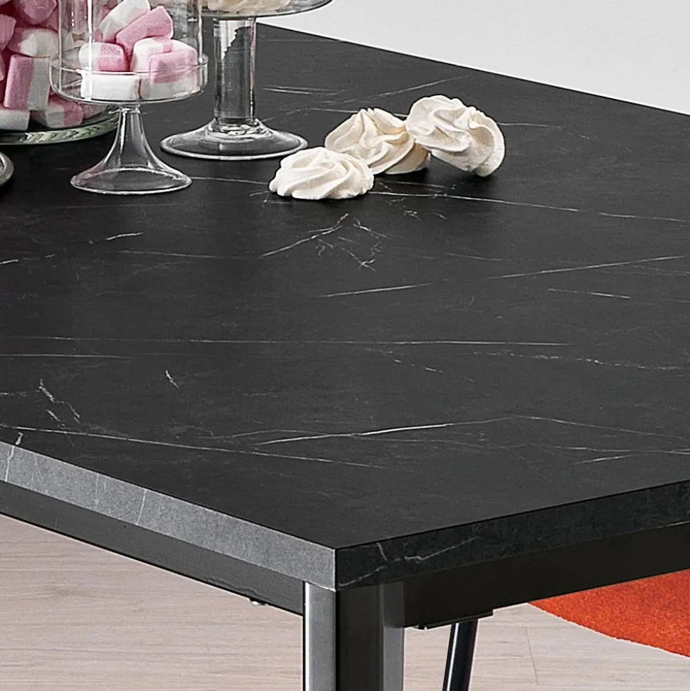 Tavolo Allungabile in Melaminico Finitura Marmo Nero Made in Italy - Ariel