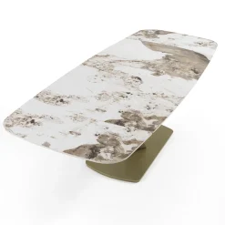 Tavolo Allungabile in Metallo e Piano in Ceramica Finitura Marmo Onice - Marche