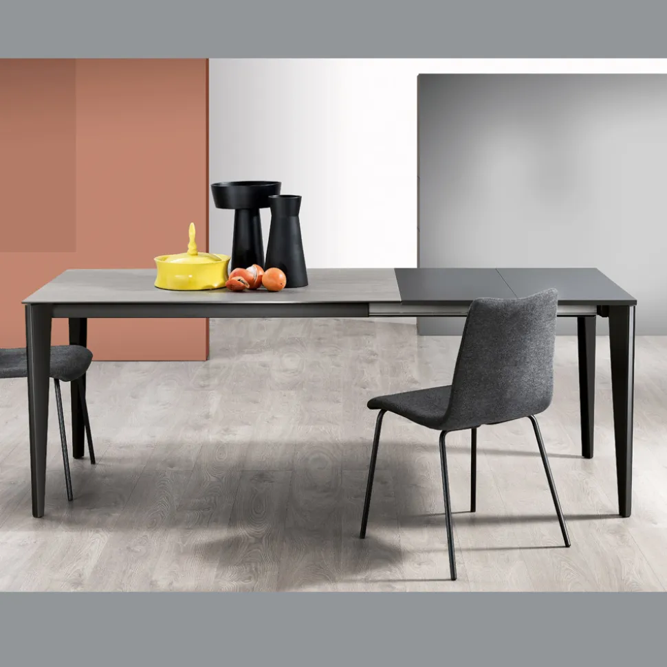 Tavolo Allungabile in Vetroceramica e Base in Metallo di Diverse Finiture - Ariel