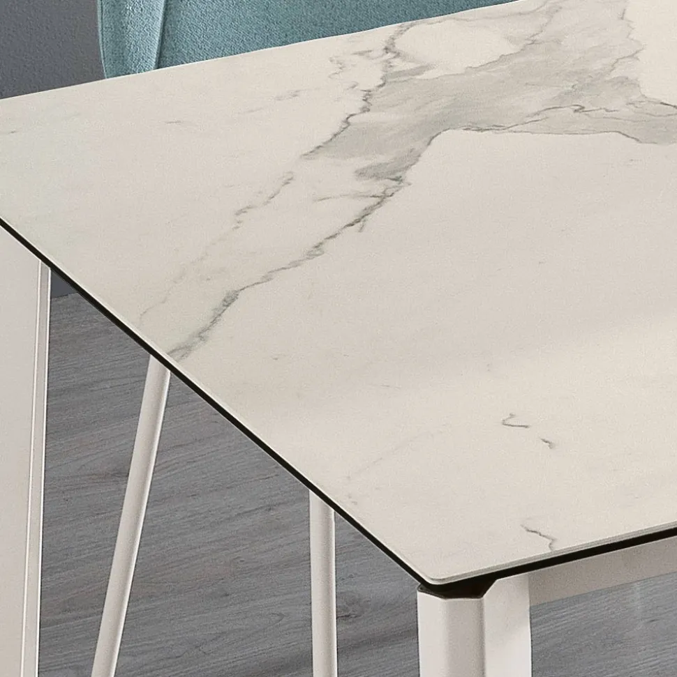 Tavolo Allungabile in Vetroceramica e Base in Metallo di Diverse Finiture - Ariel