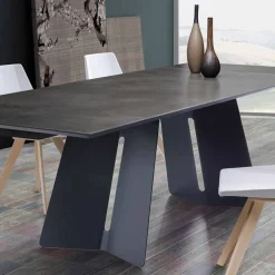 Tavolo allungabile moderno con piano in gres fatto in Italia, Erve