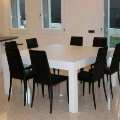 Tavolo allungabile moderno in legno rovere massellato,160x160cm, Jacob