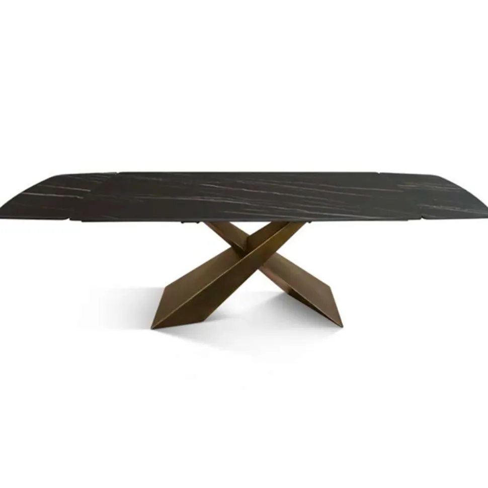 Tavolo Allungabile Realizzato con Piano in Ceramica e Base in Ferro - Incrocio