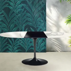 Tavolo Allungabile Tulip Saarinen H 74 cm in Ceramica Florim Statuario Lucido - Scarlet