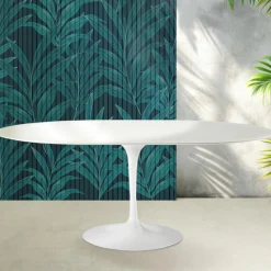 Tavolo Allungabile Tulip Saarinen H 74 cm in Ceramica Florim Bianco Lucido - Scarlet