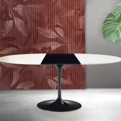 Tavolo Allungabile Tulip Saarinen H 74 cm in Ceramica Florim Bianca - Scarlet