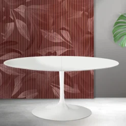 Tavolo Allungabile Tulip Saarinen H 74 cm in Ceramica Florim Bianca - Scarlet