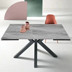 Tavolo Allungabile 160/240x91 cm in Pietra Sinterizzata Effetto Marmo - Palazzo