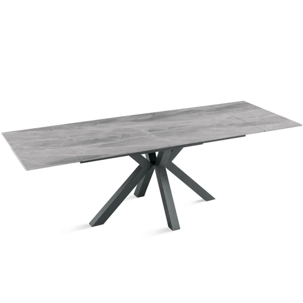 Tavolo Allungabile 160/240x91 cm in Pietra Sinterizzata Effetto Marmo - Palazzo