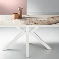 Tavolo Allungabile 160/240x91 cm in Pietra Sinterizzata Effetto Marmo - Palazzo