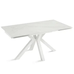 Tavolo Allungabile 160/240x91 cm in Pietra Sinterizzata Effetto Marmo - Palazzo