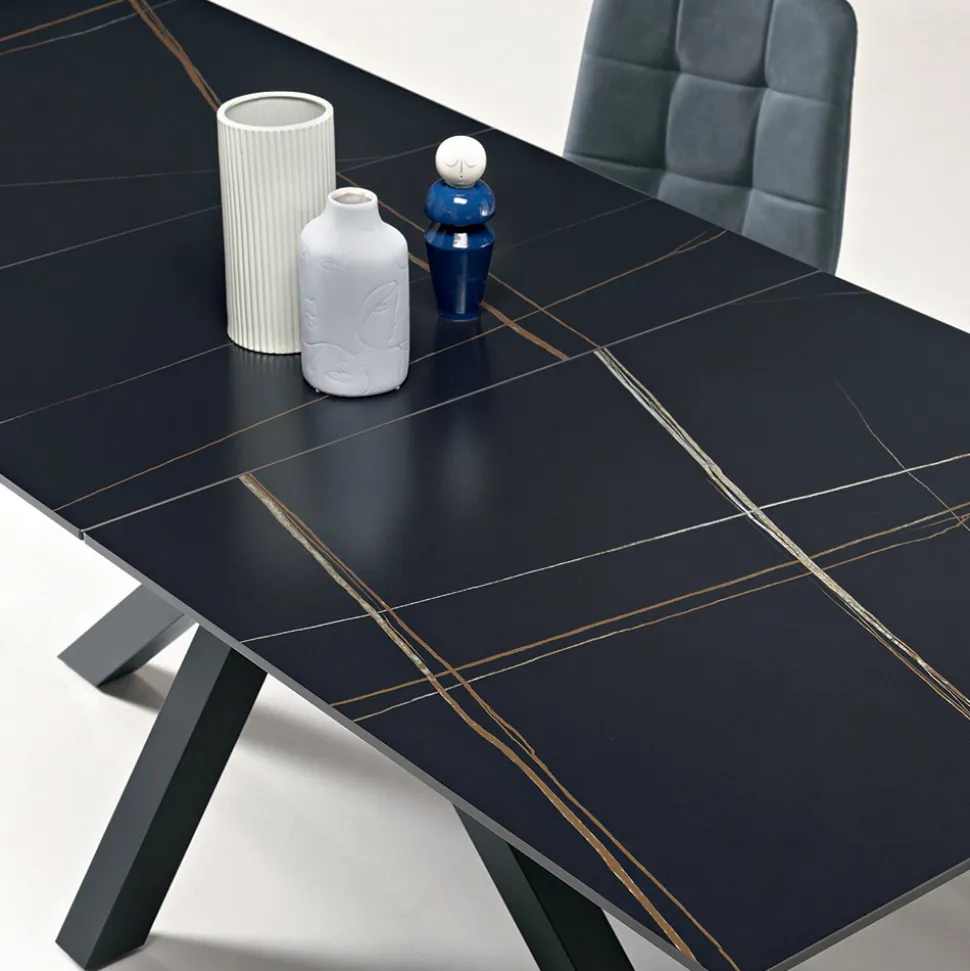 Tavolo Allungabile 180/240x100 cm in Pietra Sinterizzata Effetto Marmo - Loggia