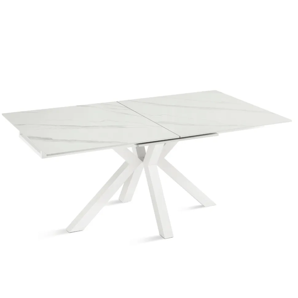 Tavolo Allungabile 180/240x100 cm in Pietra Sinterizzata Effetto Marmo - Loggia