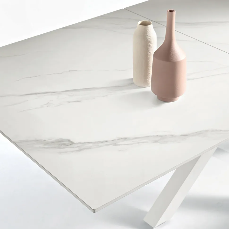 Tavolo Allungabile 180/240x100 cm in Pietra Sinterizzata Effetto Marmo - Loggia