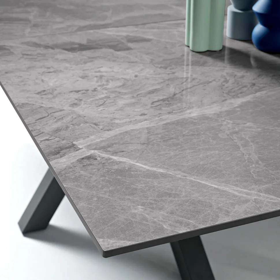 Tavolo Allungabile 180/240x100 cm in Pietra Sinterizzata Effetto Marmo - Loggia