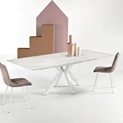 Tavolo Allungabile 180/240x100 cm in Pietra Sinterizzata Effetto Marmo - Loggia