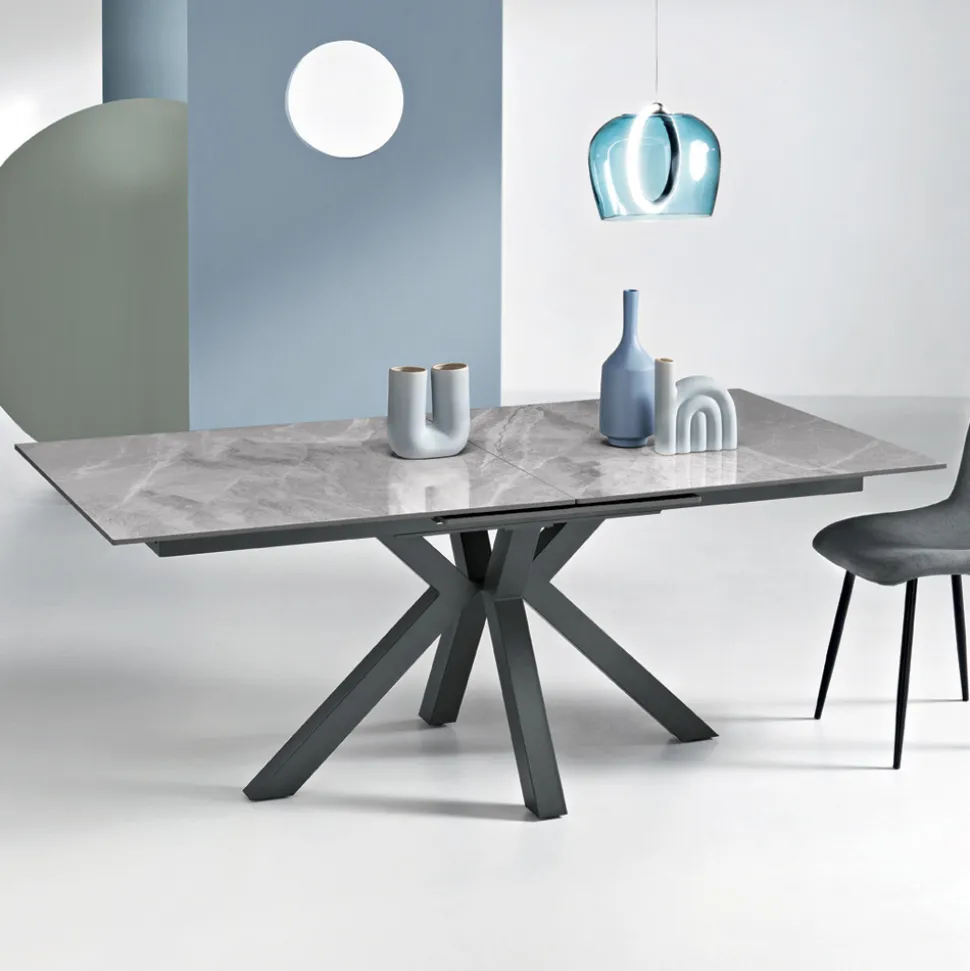 Tavolo Allungabile 180/240x100 cm in Pietra Sinterizzata Effetto Marmo - Loggia