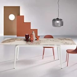 Tavolo Allungabile 160/240x90 cm in Pietra Sinterizzata Effetto Marmo - Samus