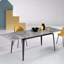 Tavolo Allungabile 160/240x90 cm in Pietra Sinterizzata Effetto Marmo - Samus